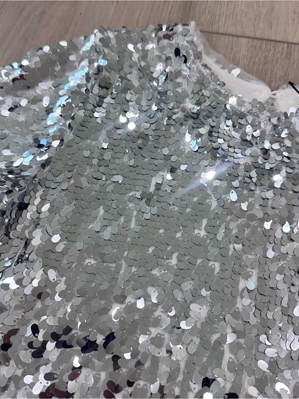 NWT Zara Sequin short sleeve dress silver girls size 11/12 - Picture 3 of 7